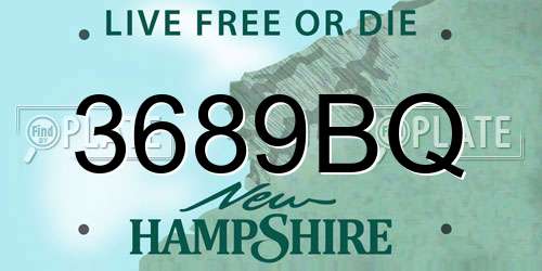 3689BQ New Hampshire License Plate