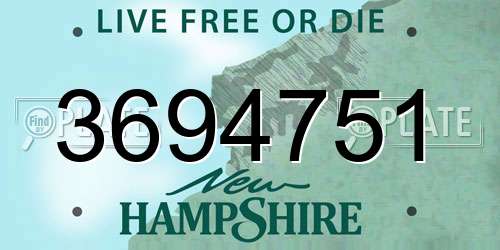 3694751 New Hampshire License Plate