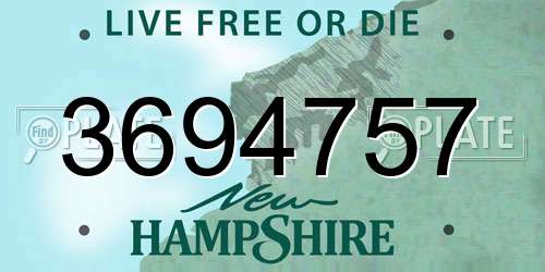 3694757 New Hampshire License Plate