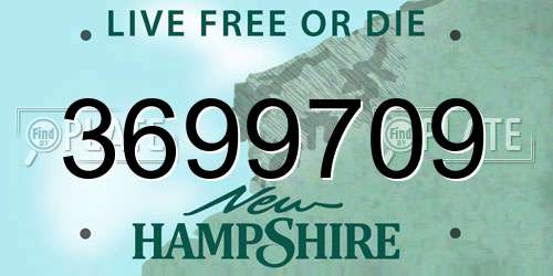 3699709 New Hampshire License Plate