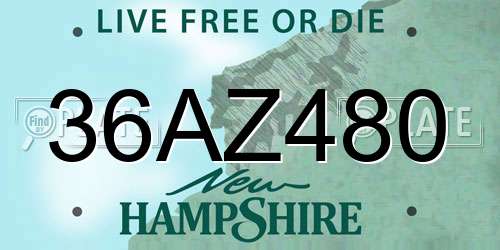 36AZ480 New Hampshire License Plate
