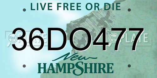 36DO477 New Hampshire License Plate