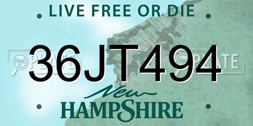 36JT494 New Hampshire License Plate