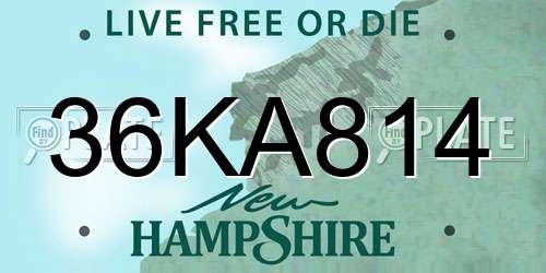 36KA814 New Hampshire License Plate