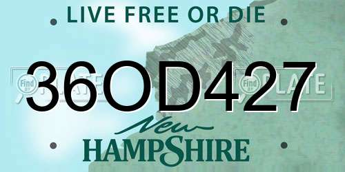 36OD427 New Hampshire License Plate