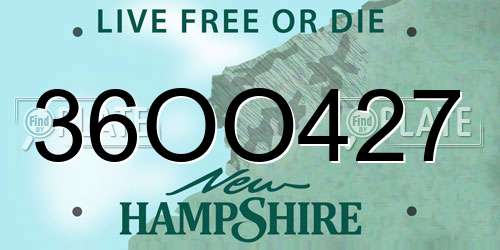 36OO427 New Hampshire License Plate