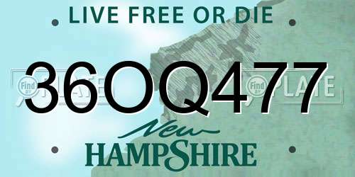 36OQ477 New Hampshire License Plate