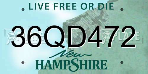 36QD472 New Hampshire License Plate