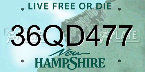 36QD477 New Hampshire License Plate