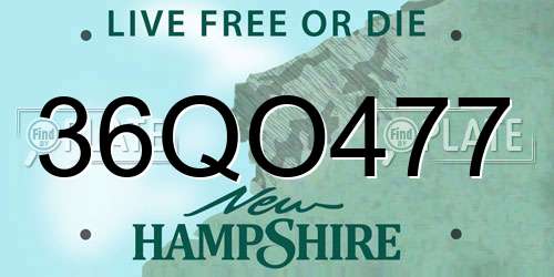 36QO477 New Hampshire License Plate