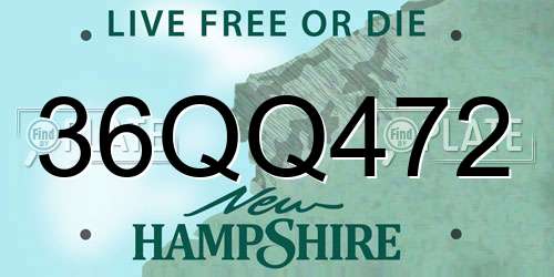 36QQ472 New Hampshire License Plate