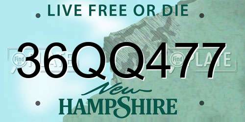 36QQ477 New Hampshire License Plate