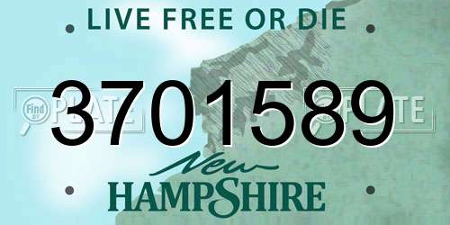 3701589 New Hampshire License Plate