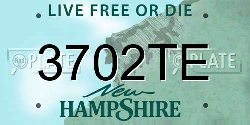 3702TE New Hampshire License Plate