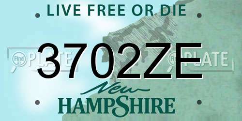 3702ZE New Hampshire License Plate