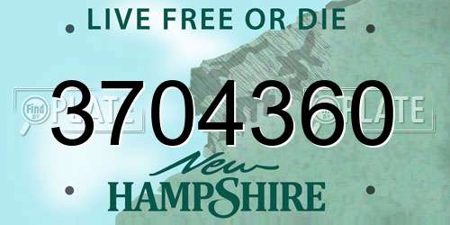 3704360 New Hampshire License Plate