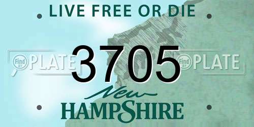 3705 New Hampshire License Plate