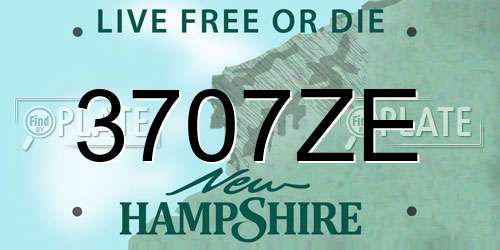 3707ZE New Hampshire License Plate