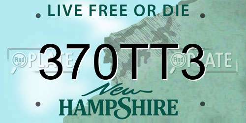 370TT3 New Hampshire License Plate