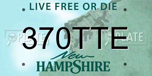 370TTE New Hampshire License Plate