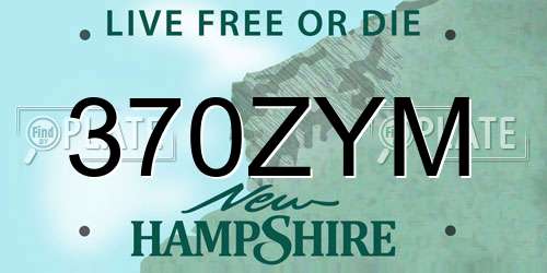 370ZYM New Hampshire License Plate