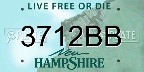 3712BB New Hampshire License Plate