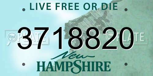 3718820 New Hampshire License Plate