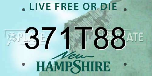 371T88 New Hampshire License Plate