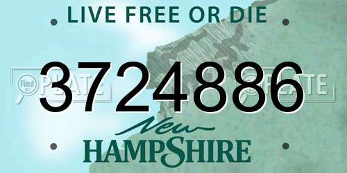 3724886 New Hampshire License Plate