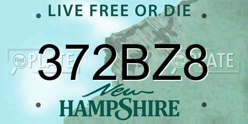 372BZ8 New Hampshire License Plate