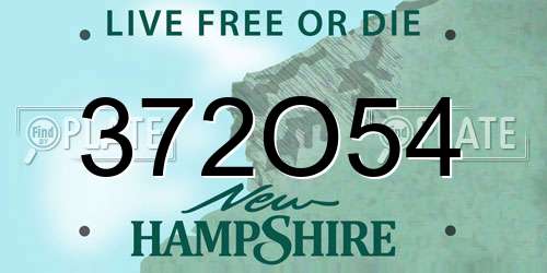 372O54 New Hampshire License Plate