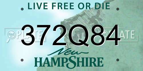 372Q84 New Hampshire License Plate