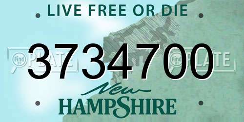 3734700 New Hampshire License Plate
