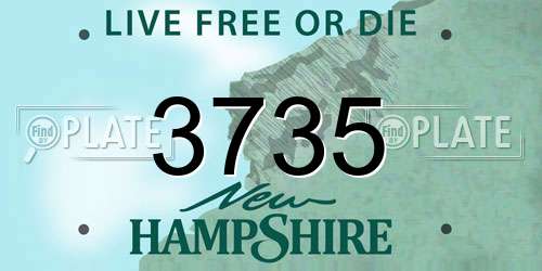 3735 New Hampshire License Plate
