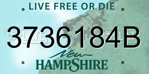 3736184B New Hampshire License Plate