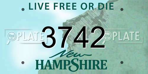 3742 New Hampshire License Plate