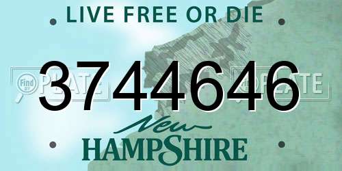 3744646 New Hampshire License Plate