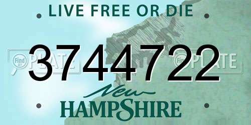 3744722 New Hampshire License Plate