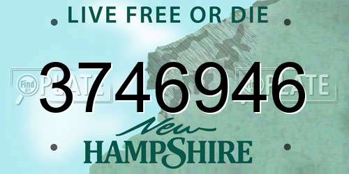 3746946 New Hampshire License Plate
