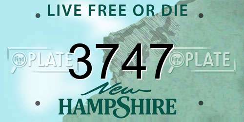 3747 New Hampshire License Plate