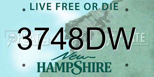 3748DW New Hampshire License Plate