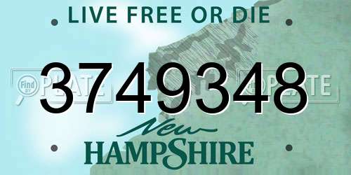 3749348 New Hampshire License Plate