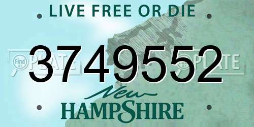 3749552 New Hampshire License Plate