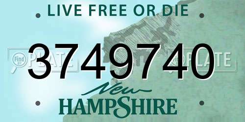 3749740 New Hampshire License Plate
