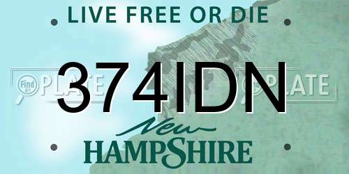 374IDN New Hampshire License Plate