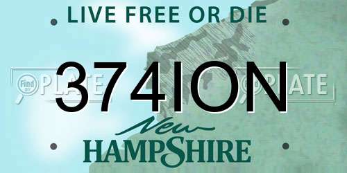 374ION New Hampshire License Plate