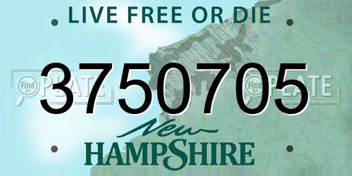3750705 New Hampshire License Plate