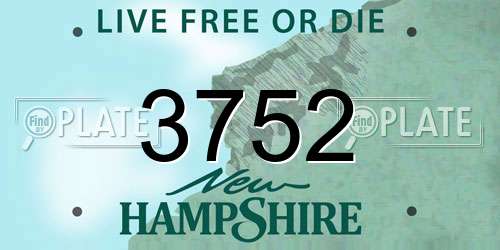 3752 New Hampshire License Plate