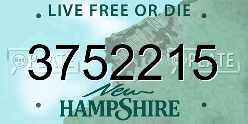 3752215 New Hampshire License Plate