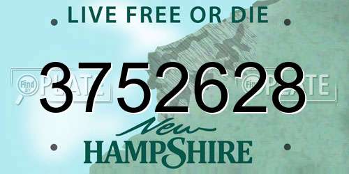 3752628 New Hampshire License Plate